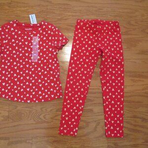 New 2pc Red Old Navy with Hearts Pajama Set Size 5T NWT